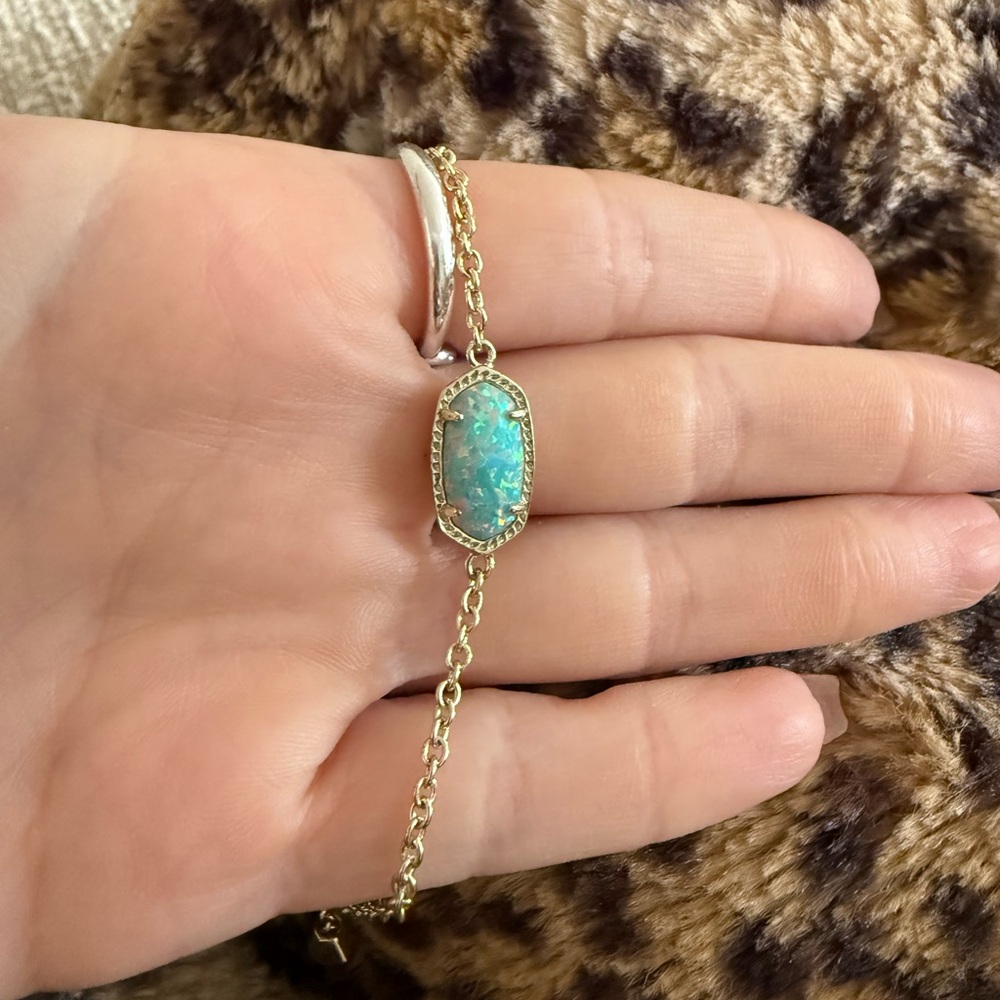 Kendra Scott Elisa opal aqua gold bracelet